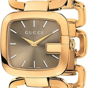 Gucci G Gucci Brown Dial Rose Gold Steel Strap Watch For Women - YA125408 Authentic Buy Shop Now