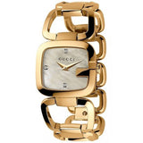 Gucci G Gucci Diamonds Mother of Pearl Dial Yellow Gold Steel Strap Watch For Women - YA125513 Authentic Buy Shop Now