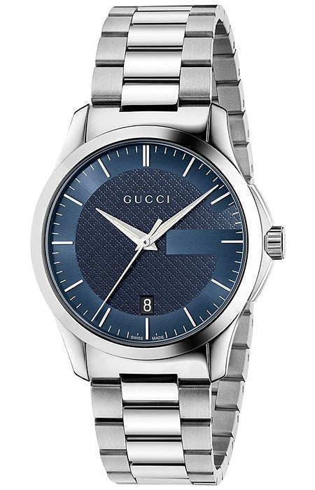 Gucci G Timeless Blue Dial Silver Steel Strap Watch For Men - YA126440 Authentic Buy Shop Now