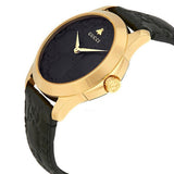 Gucci G Timeless Quartz Black Dial Black Leather Strap Watch For Women - YA1264034A Authentic Buy Shop Now