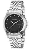 Gucci G Timeless Diamonds Black Dial Silver Steel Strap Watch For Women - YA126408 Authentic Buy Shop Now
