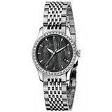 Gucci G Timeless Diamonds Mother of Pearl Black Dial Silver Mesh Bracelet Watch For Women - YA126507 Authentic Buy Shop Now