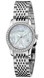 Gucci G Timeless Diamonds Mother of Pearl Dial Silver Steel Strap Watch For Women - YA126506 Authentic Buy Shop Now