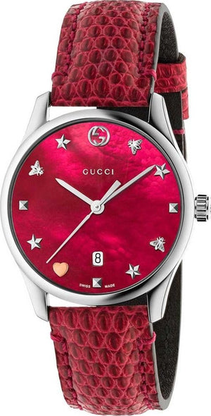Gucci G-Timeless Cherry Red Mother of Pearl Dial 27mm Watch For Women - YA126584 Authentic Buy Shop Now
