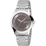 Gucci G Timeless Brown Dial Silver Steel Strap Watch For Men - YA126406 Authentic Buy Shop Now