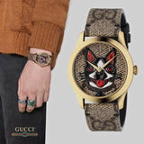 Gucci G-Timeless Brown Dial Brown Leather Strap Unisex Watch - YA1264057 Authentic Buy Shop Now