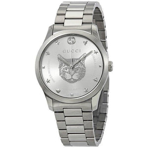 Gucci G Timeless Silver Dial Silver Steel Strap Watch For Women - YA1264095 Authentic Buy Shop Now