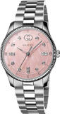 Gucci G Timeless Diamonds Mother of Pearl Pink Dial Silver Steel Strap Watch for Women - YA1265062 Authentic Buy Shop Now