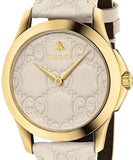 Gucci G Timeless Quartz White Dial White Leather Strap Watch For Women - YA1264033A Authentic Buy Shop Now