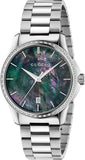 Gucci G Timeless Diamonds Mother of Pearl Blue Dial Silver Steel Strap Unisex Watch - YA126458 Authentic Buy Shop Now