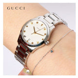 Gucci G Timeless White Dial Silver Steel Strap Watch For Women - YA126572A Authentic Buy Shop Now