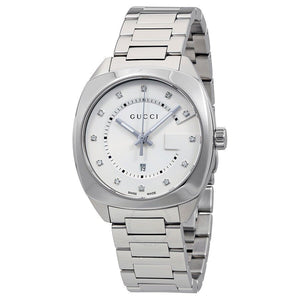 Gucci GG2570 Diamonds White Dial Silver Steel Strap Watch For Women - YA142403 Authentic Buy Shop Now