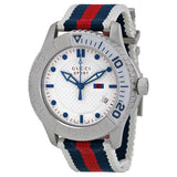 Gucci G Timeless Quartz White Dial Two Tone Nylon Strap Watch for Men - YA126239 Authentic Buy Shop Now