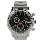 Gucci G Chrono Diamonds Black Dial Silver Steel Strap Watch For Men - YA101324 Authentic Buy Shop Now