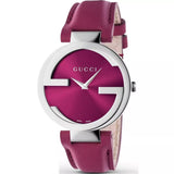Gucci Interlocking G Quartz Pink Dial Pink Leather Strap Watch For Women - YA133321 Authentic Buy Shop Now