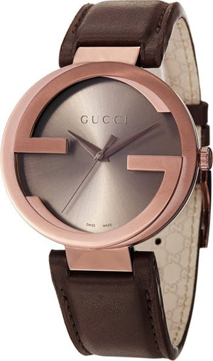Gucci Interlocking Iconic Brown Dial Brown Leather Strap Watch For Women - YA133207 Authentic Buy Shop Now