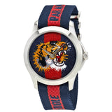 Gucci G Timless Le Marche Des Merveilles Blue & Red Dial Blue & Red Nylon Strap Unisex Watch - YA126495 Authentic Buy Shop Now