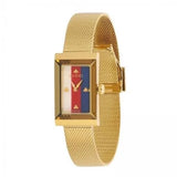 Gucci G-Frame Mother of Pearl Dial Yellow Gold Mesh Bracelet Watch For Women - YA147410 Authentic Buy Shop Now