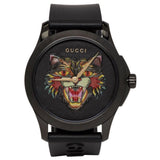 Gucci G Timeless Cat Motif Black Dial Black Leather Strap Unisex Watch - YA1264021 Authentic Buy Shop Now