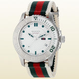 Gucci G Timeless White Dial Two Tone Nylon Strap Watch For Men - YA126231 Authentic Buy Shop Now