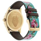 Gucci G Timeless Floral Turquoise Dial Turquoise Leather Strap Watch For Women - YA1264085 Authentic Buy Shop Now