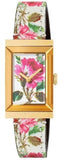 Gucci G-Frame Floral Mother of Pearl Dial White Leather Strap Watch For Women - YA147406 Authentic Buy Shop Now