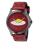 Gucci G Timeless Ghost Red Dial Red Leather Strap Watch For Men - YA1264023 Authentic Buy Shop Now