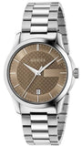 Gucci G Timeless Brown Dial Silver Steel Strap Watch For Men - YA126445 Authentic Buy Shop Now