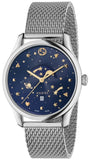 Gucci G-Timeless Motifs Moon Phase Blue Dial Silver Mesh Bracelet Watch For Men - YA126328 Authentic Buy Shop Now