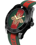 Gucci Dive Green & Red Dial Green & Red Nylon Strap Watch For Men - YA136216 Authentic Buy Shop Now
