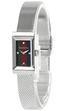 Gucci G Frame Quartz Diamonds Green & Red Mother of Pearl Dial Silver Mesh Bracelet Watch For Women - YA147510 Authentic Buy Shop Now
