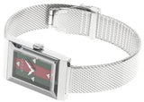 Gucci G Frame Red and Green Dial Silver Mesh Bracelet Watch For Women - YA147401 Authentic Buy Shop Now