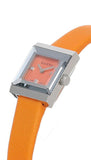Gucci G-Frame Square Mother of Pearl Orange Dial Orange Leather Strap Watch For Women - YA128532 Authentic Buy Shop Now