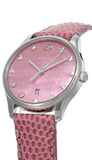 Gucci G-Timeless Pink Mother of Pearl Dial Pink Leather Strap Watch For Women - YA126586 Authentic Buy Shop Now