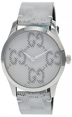 Gucci G Timeless Quartz Grey Dial Grey Leather Strap Watch For Men - YA1264058 Authentic Buy Shop Now