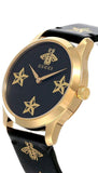 Gucci G Timeless Bee Motif Black Dial Black Leather Strap Watch For Women - YA1264055 Authentic Buy Shop Now