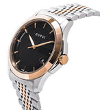 Gucci G Timeless Black Dial Two Tone Steel Strap Watch For Men - YA126410 Authentic Buy Shop Now