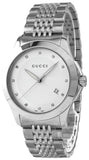 Gucci G Timeless Diamonds Silver Dial Silver Steel Strap Watch For Men - YA126404 Authentic Buy Shop Now