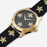 Gucci G Timeless Bee Motif Black Dial Black Leather Strap Watch For Women - YA1264055 Authentic Buy Shop Now