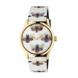 Gucci G Timeless Quartz White Dial White Leather Strap Watch For Women - YA1264109 Authentic Buy Shop Now