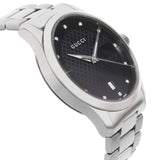 Gucci G Timeless Diamonds Black Dial Silver Steel Strap Watch For Men - YA126456 Authentic Buy Shop Now