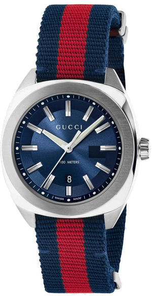 Gucci GG2570 Quartz Blue Dial Blue & Red Nylon Strap Watch For Men - YA142304 Authentic Buy Shop Now