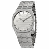Gucci 25H Quartz Silver Dial Silver Steel Strap Unisex Watch - YA163407 Authentic Buy Shop Now