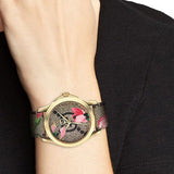 Gucci G Timeless Floral Brown Dial Brown Leather Strap Watch For Women - YA1264038 Authentic Buy Shop Now