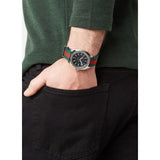 Gucci GG2570 Quartz Black Dial Green & Red Nylon Strap Watch For Men - YA142305 Authentic Buy Shop Now