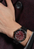 Guess Asset Quartz Red Dial Black Steel Strap Watch For Men - GW0575G5 Authentic Buy Shop Now