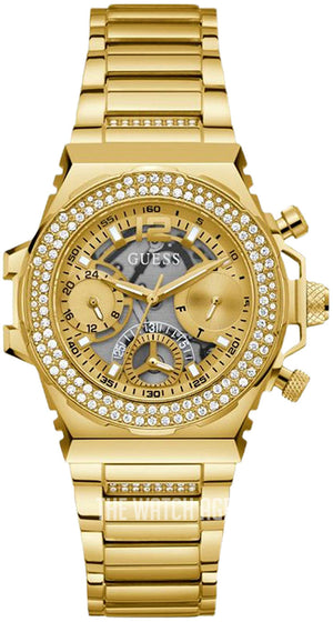 Guess Fusion Chronograph Gold Dial Gold Steel Strap Watch for Women - GW0552L2 Authentic Buy Shop Now
