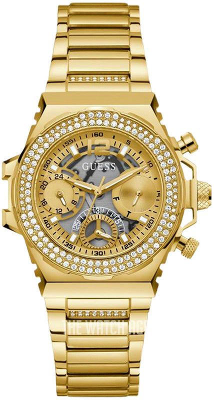 Guess Fusion Chronograph Gold Dial Gold Steel Strap Watch for Women - GW0552L2 Authentic Buy Shop Now