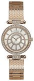 Guess Muse Quartz Silver Dial Rose Gold Steel Strap Watch For Women - W1008L3 Authentic Buy Shop Now