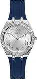 Guess Cosmo Diamonds Silver Dial Blue Rubber Strap Watch for Women - GW0034L5 Authentic Buy Shop Now